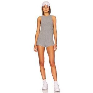 All The Ways Kate Basic Ribbed Romper in Grey Size Medium NWT